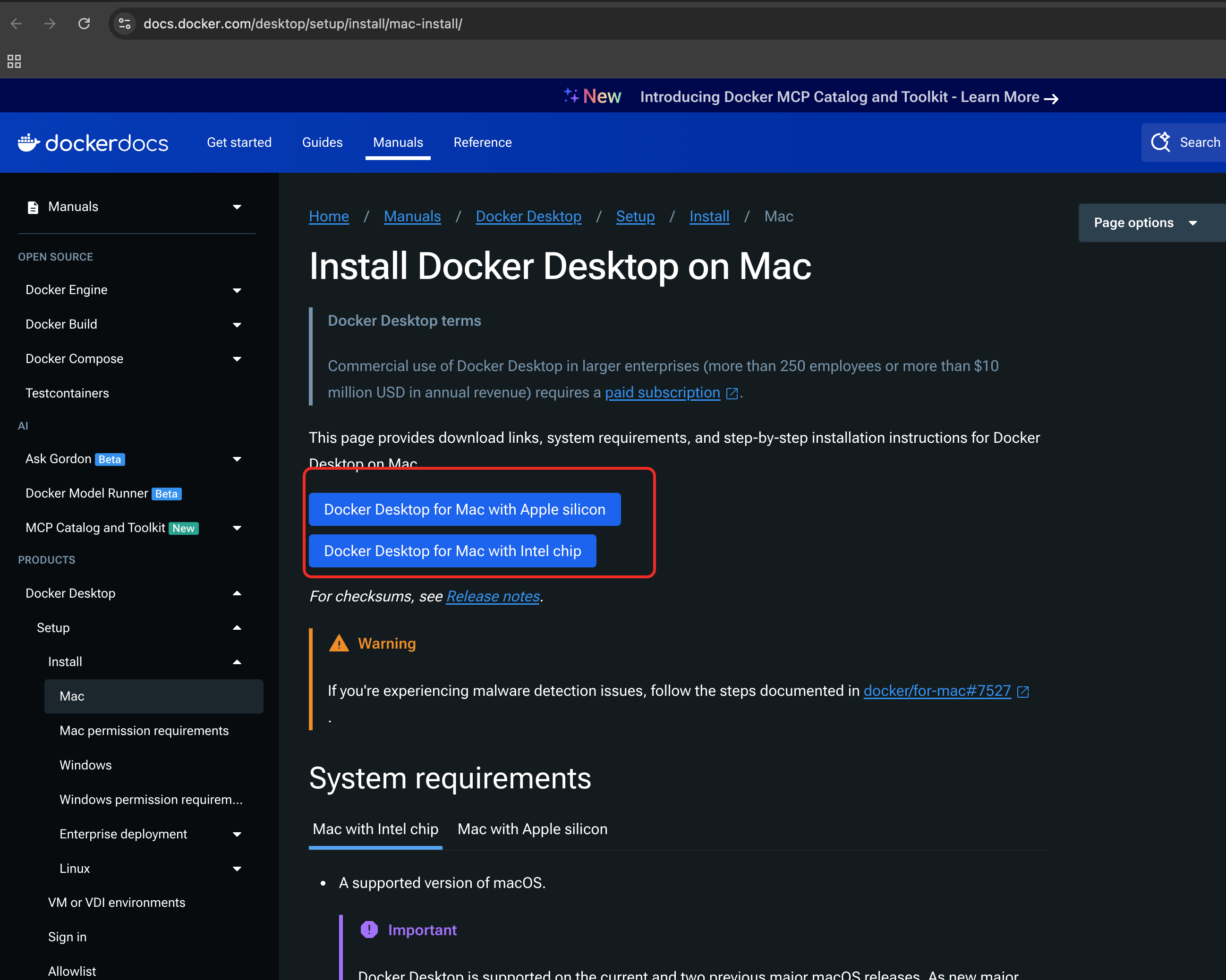 Download and install Docker Desktop for Mac